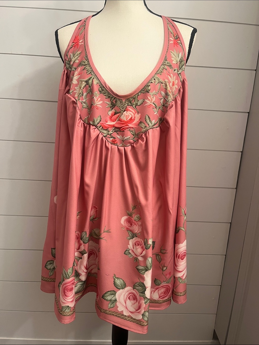 Backless Floral Slip Dress in Dusty Rose